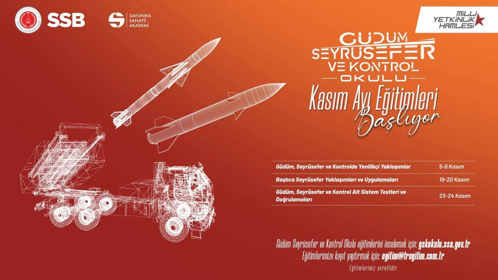 Savunma Sanayii Akademisi Güdüm Seyrüsefer ve Kontrol Okulu kasım ayı eğitimleri başlıyor